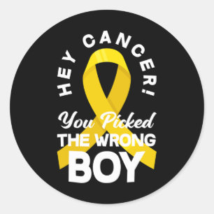 Cancer You Picked The Wrong Boy Childhood Cancer W Classic Round Sticker