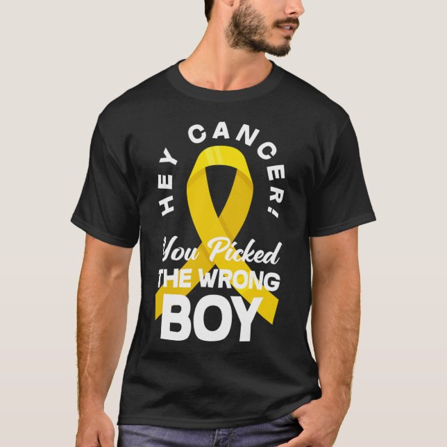 Cancer You Picked The Wrong Boy Childhood Cancer W T-Shirt (Front)