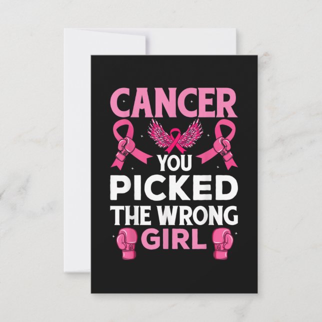 Cancer You Picked The Wrong Girl Boxing Gloves Awa Thank You Card (Front)