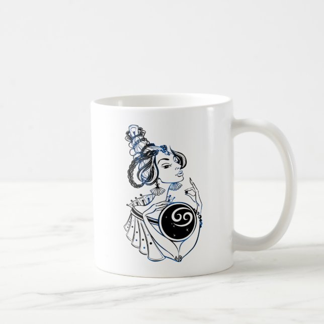 Cancer Zodiac Art Deco Lady Coffee Mug (Right)