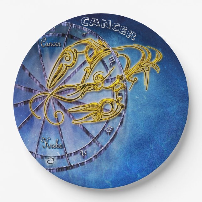 Cancer Zodiac Astrology design Horoscope Paper Plate (Front)