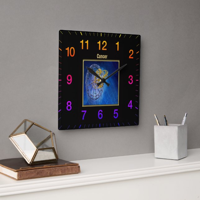 Cancer Zodiac Astrology design Horoscope Square Wall Clock (Office)