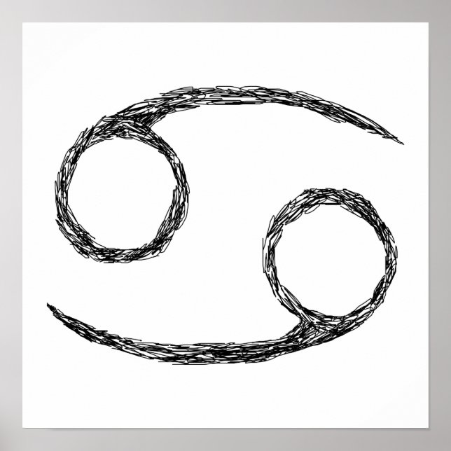 Cancer. Zodiac Astrology Sign. Black. Poster (Front)