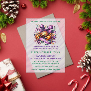 Cancer Zodiac Baby Shower Lavender and Green Acrylic Invitations