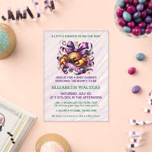 Cancer Zodiac Baby Shower Lavender and Green Acrylic Invitations