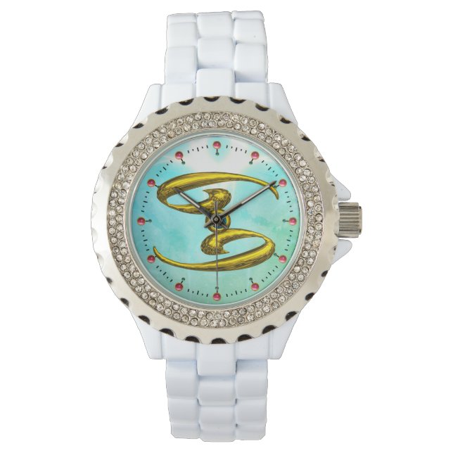 CANCER ZODIAC BIRTHDAY JEWEL AQUA BLUE OPALE Teal Watch (Front)