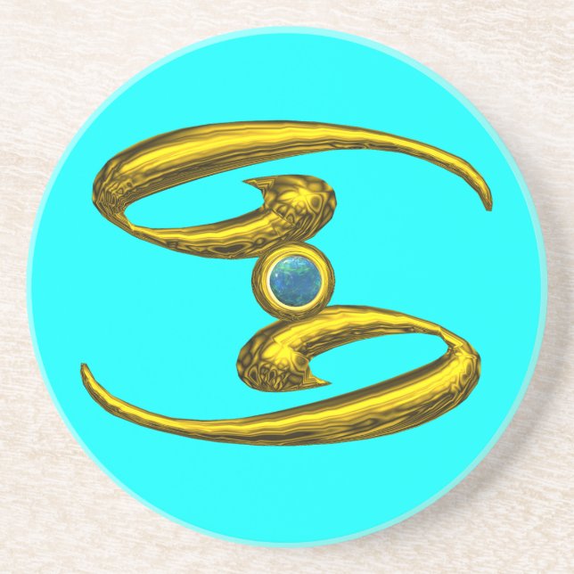 CANCER ZODIAC BIRTHDAY JEWEL  Blue Opale , Coaster (Front)