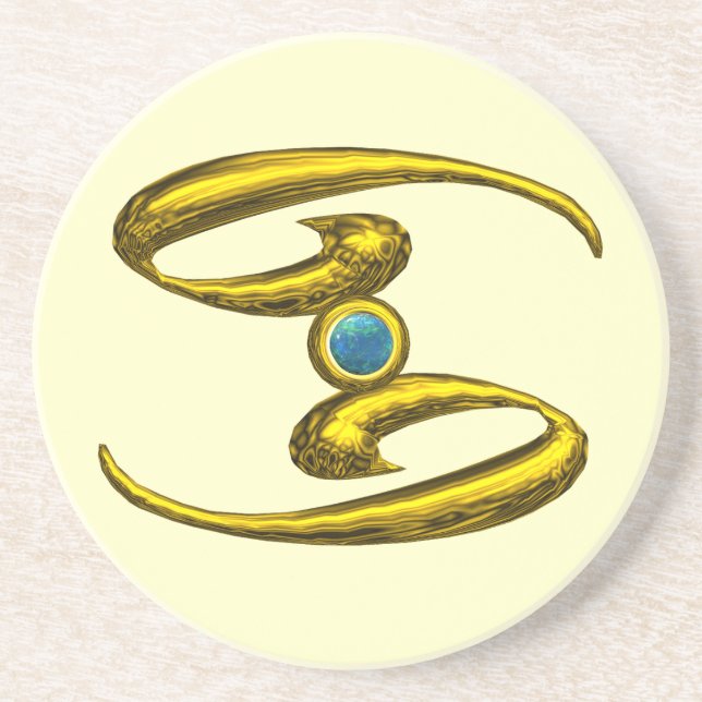 CANCER ZODIAC BIRTHDAY JEWEL  Blue Opale ,Cream Coaster (Front)