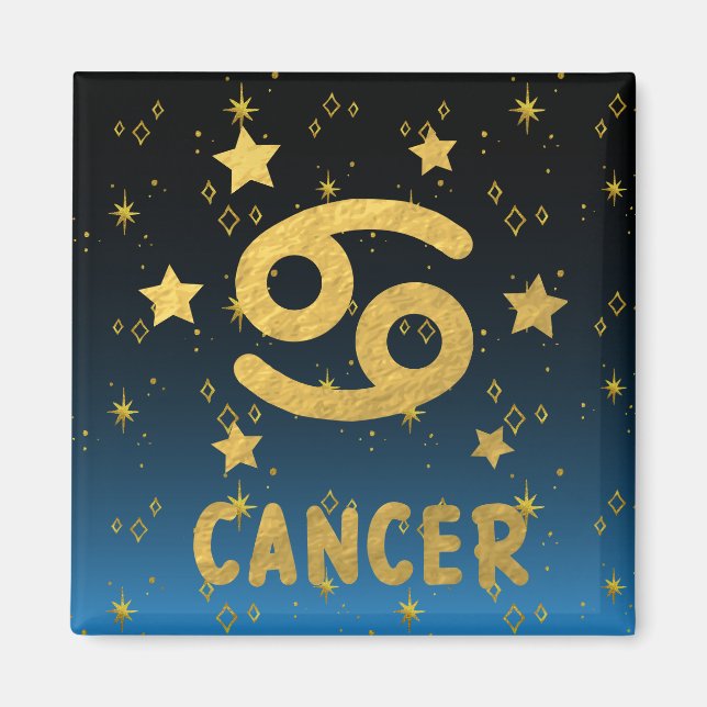 Cancer Zodiac Blue and Gold Magnet (Front)
