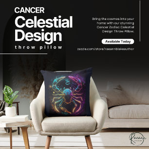 Cancer Zodiac Celestial Design Throw Pillow