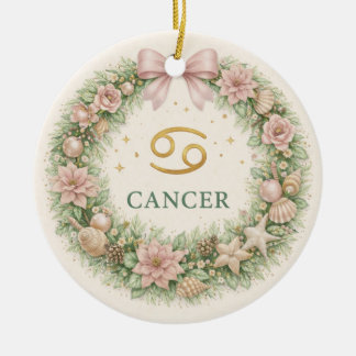 Cancer Zodiac Christmas Ornament – Winter Floral W
