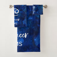 Cancer Zodiac Constellation Blue Galaxy Monogram
