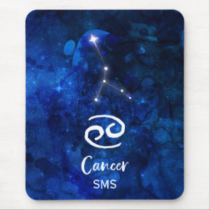Cancer Zodiac Constellation Blue Galaxy Monogram Mouse Mat