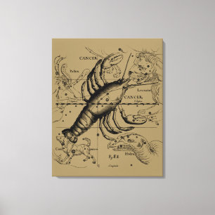 Cancer Zodiac Constellation by Hevelius 1690 Canvas Print