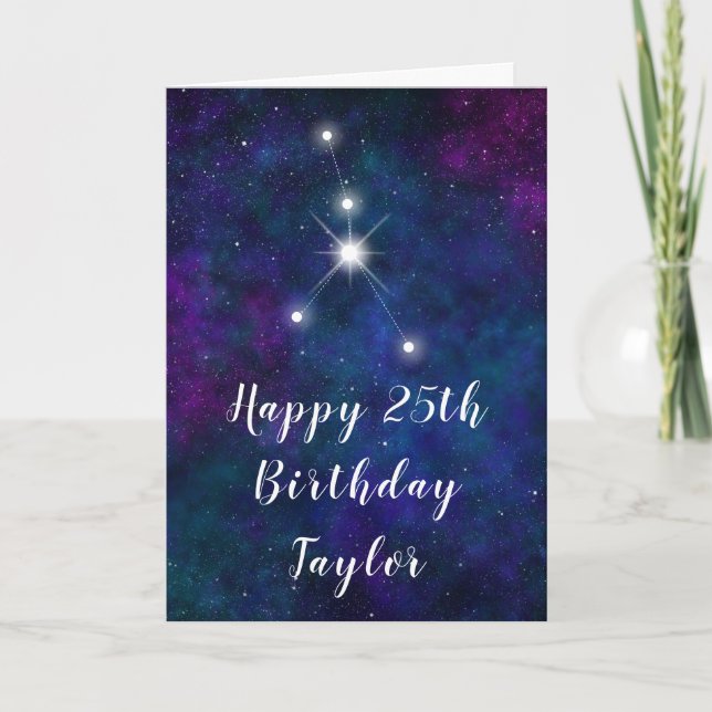Cancer Zodiac Constellation Happy Birthday Card (Front)