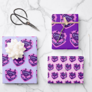 Cancer Zodiac Coquette Heart Birthday Cake Wrapping Paper Sheet