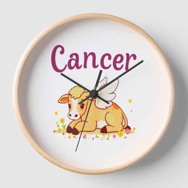 Cancer Zodiac Cow , Cute Cancer Clock (Front)