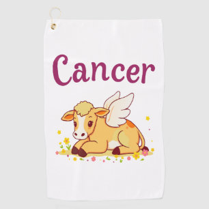 Cancer Zodiac Cow , Cute Cancer Golf Towel