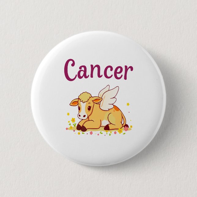 Cancer Zodiac Cow Png, Cute Cancer 6 Cm Round Badge (Front)