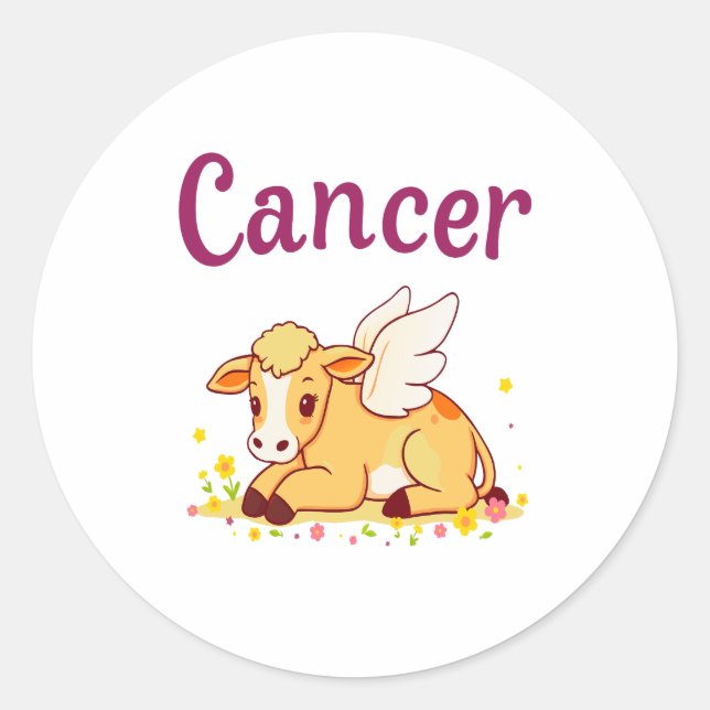 Cancer Zodiac Cow Png, Cute Cancer Classic Round Sticker (Front)