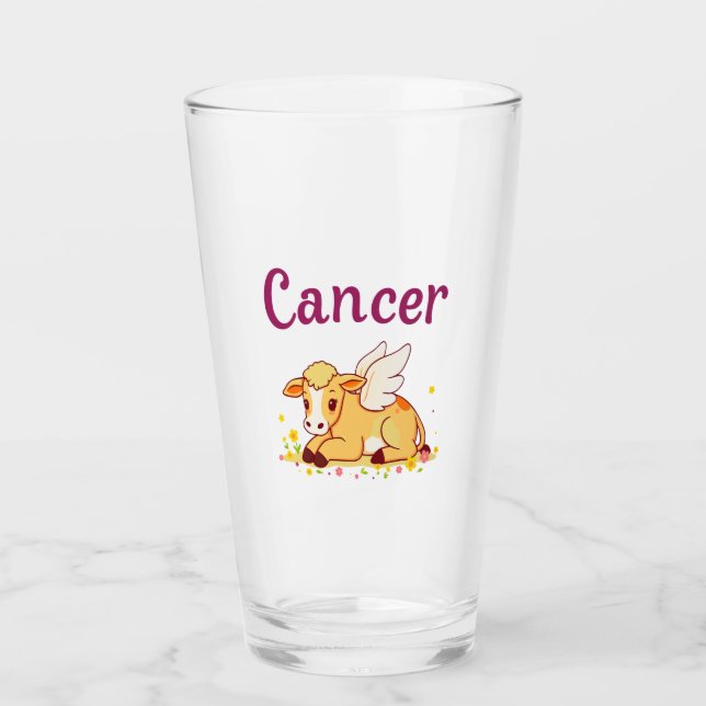 Cancer Zodiac Cow Png, Cute Cancer Glass (Front)
