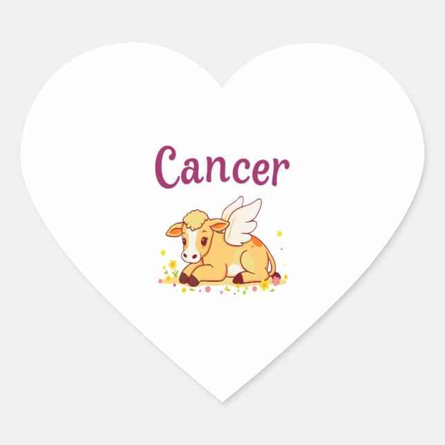 Cancer Zodiac Cow Png, Cute Cancer Heart Sticker (Front)