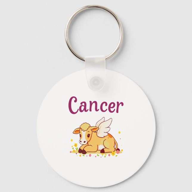 Cancer Zodiac Cow Png, Cute Cancer Key Ring (Front)