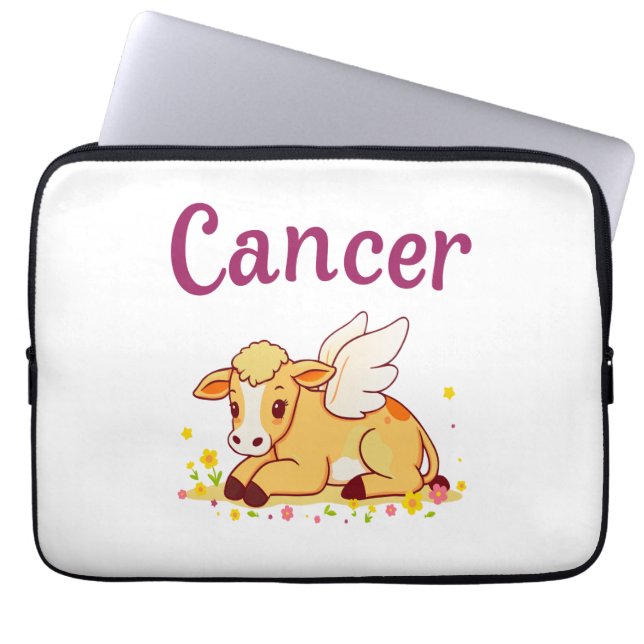 Cancer Zodiac Cow Png, Cute Cancer Laptop Sleeve (Front)