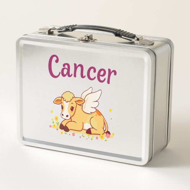 Cancer Zodiac Cow Png, Cute Cancer Metal Lunch Box (Front)