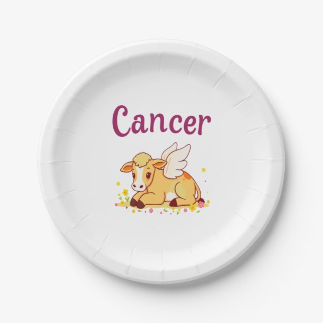 Cancer Zodiac Cow Png, Cute Cancer Paper Plate (Front)