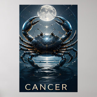 Cancer Zodiac Crab Celestial Astrology Symbol Poster