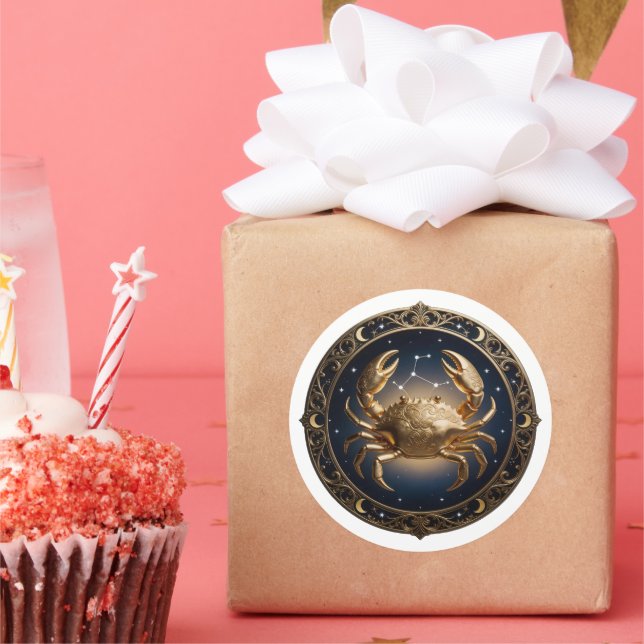 Cancer Zodiac Crab Classic Round Sticker (Party)