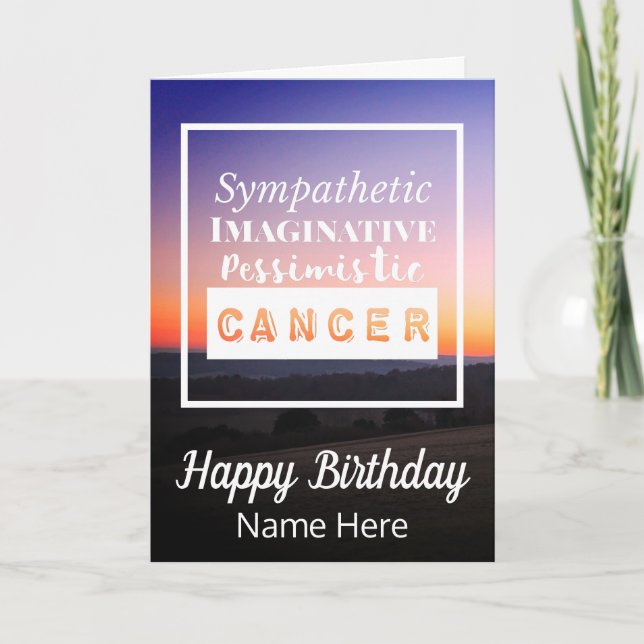 Cancer Zodiac Fun Characteristics Birthday Card (Front)