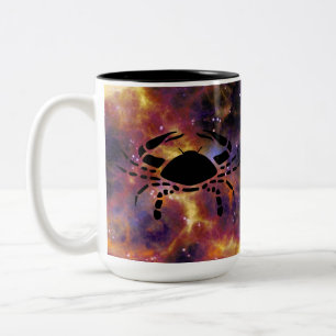 Cancer Zodiac Galaxy Silhouette – Horoscope Astrol Two-Tone Coffee Mug