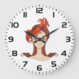 Cancer Zodiac Goddess Red Crab Hair Large Clock
