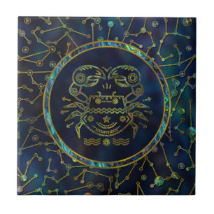 Cancer Zodiac Gold Abalone on Constellation Tile