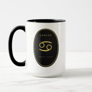 Cancer Zodiac Gold Oval Emblem Mug Luxury Astrol