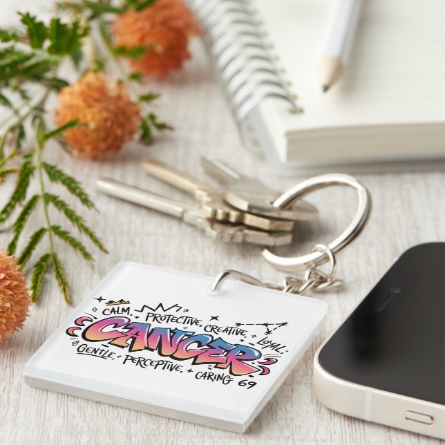 Cancer Zodiac Graffiti  Key Ring (Front Right)