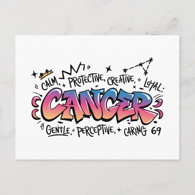 Cancer Zodiac Graffiti   Postcard (Front)
