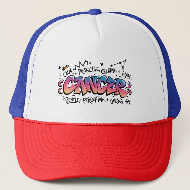 Cancer Zodiac Graffiti  Trucker Hat (Front)