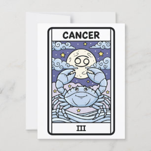 Cancer Zodiac Illustration Tarot Style Postcard