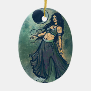 Cancer Zodiac MoonChild Goddess Belly Dancer Ceramic Tree Decoration