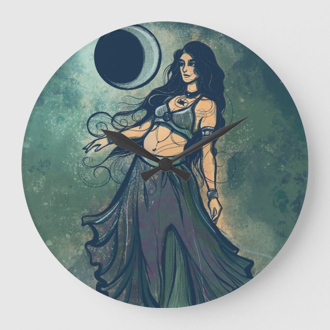 Cancer Zodiac MoonChild Goddess Belly Dancer       Large Clock (Front)