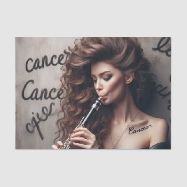 Cancer Zodiac Musician Clarinet Decoupage  Tissue Paper (Front)