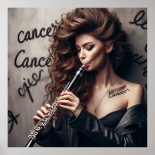 Cancer Zodiac Musician Clarinet  Poster