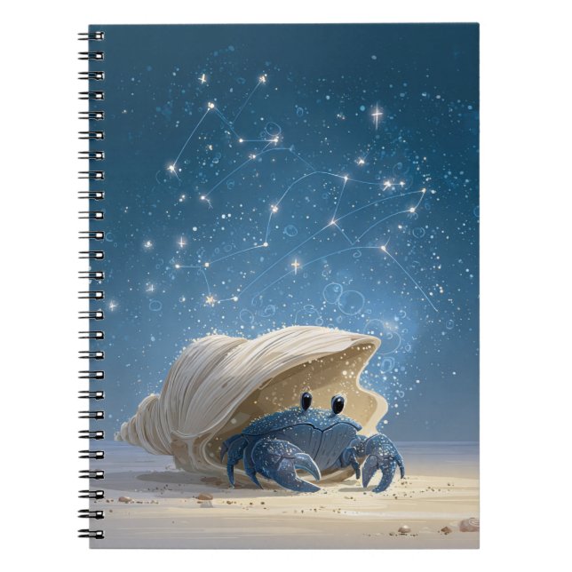 Cancer Zodiac Notebook – Cute Celestial Crab (Front)