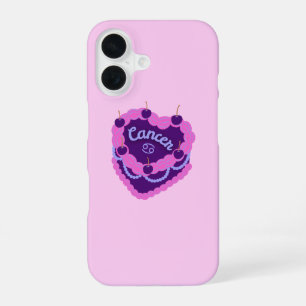 Cancer Zodiac Pastel Heart Birthday Cake iPhone 16 Case