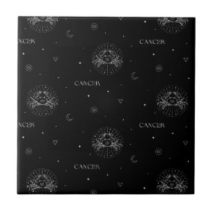 Cancer Zodiac Pattern in Black and White Tile