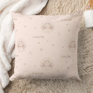 Cancer Zodiac Pattern in Brown and Burgundy Cushion