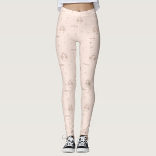 Cancer Zodiac Pattern in Brown and Burgundy Leggings
